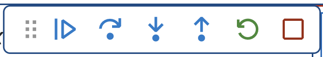 Screen shot of the debug buttons in visual studio code