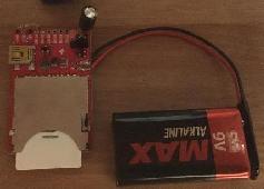 an Impee device, connected to a 9Volt battery, that measures the temperature every 15 minutes